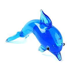 3Dイルカ手作りランプワークディスプレイ装飾  家の装飾のための  ドジャーブルー  51x20.5x33mm&nbsp;DJEW-C012-05