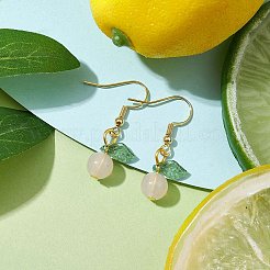 アクリルダングルピアス  304ステンレススチールピアスフック付き  葉っぱ  パールピンク  32.5x12.5mm&nbsp;EJEW-JE05749-03