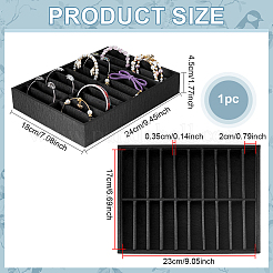 20スロット木製ブレスレットバングルディスプレイトレイ  長方形  ブラック  24x18x4.5cm&nbsp;AJEW-WH0816-546B