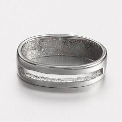 変色しにくい304ステンレススチール製スライドチャーム  オーバル  ステンレス鋼色  15.5x9x5mm  穴：7x13.5mm&nbsp;STAS-D166-59P