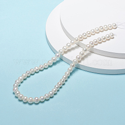 天然養殖淡水パールビーズ連売り  ラウンド  桃パフ  7~8mm  穴：0.8mm  約60個/連  15.75インチ&nbsp;PEAR-E002-25-01
