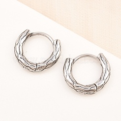 316サージカルステンレステクスチャードフープピアス  アンティークシルバー  12x13x2.5mm&nbsp;EJEW-C160-10C-AS