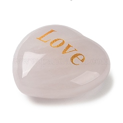 天然ローズクォーツディスプレイ装飾  単語「love」付けのハート  30x30x13mm&nbsp;LS-DJEW-H009-01C