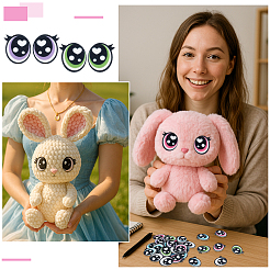 フェルトクラフト人形の目2セット  diyの人形のおもちゃの人形のプラシ天の動物の作成のため  ミックスカラー  37x32.5x2mm&nbsp;AJEW-PH0006-60A