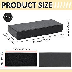 紙製のアクセサリー・時計梱包箱  長方形  ブラック  14.2x6.4x2.5cm&nbsp;CON-WH0089-258B