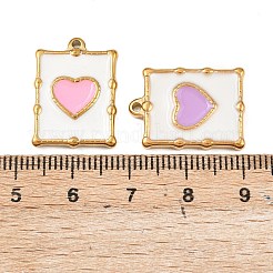304ステンレスペンダント  長方形チャーム  エナメル  ゴールドカラー  ハート  20.5x15x2.5mm  穴：1mm&nbsp;STAS-I361-01G-01