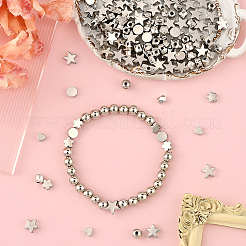 1200 個 6 スタイル ccb プラスチックビーズ  混合図形  プラチナ  4.5~7.8x4.5~8x2.8~3mm  穴：1.2~1.8mm  200個/スタイル&nbsp;CCB-PA0001-10P