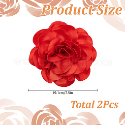 ポリエステルの花のブローチ  鉄のピン付き  レッド  180~190x50~53mm&nbsp;JEWB-WH0021-54B