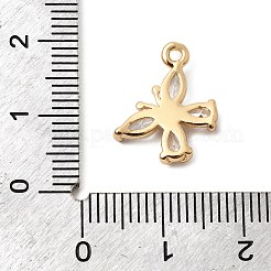 真鍮マイクロパヴェクリアキュービックジルコニアペンダント  18KGP本金メッキ  蝶  16x13x3mm  穴：1.3mm&nbsp;ZIRC-F146-05A-G