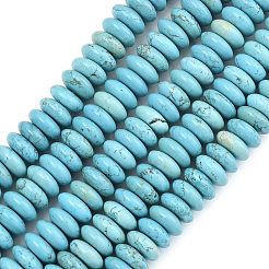 染色された天然マグネサイトビーズ連売り  ロンデル  ターコイズ  16~16.5x7~7.5mm  穴：1.2mm  約57個/連  15.12''（38.4センチメートル）&nbsp;G-B173-A01-02