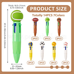 14Pcs 7 Styles Plastic Sports 4-in-1 Ballpoint Pen&nbsp;AJEW-TA0005-83