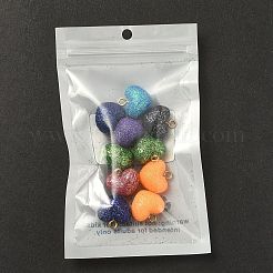 アクリルパーツ  キラキラパウダーと真鍮パーツ  ハート  ミックスカラー  18.5x19x14mm  穴：2mm&nbsp;OACR-YW0001-65