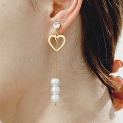 Golden 304 Stainless Steel Dangle Stud Earrings&nbsp;CL0746-2