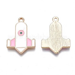 メッキ合金エナメルチャームラック  カドミウムフリー＆ニッケルフリー＆鉛フリー  ライトゴールド  ロケット  ホワイト  24x17x2mm  穴：1.6mm&nbsp;ENAM-S122-71