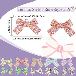 20Pcs 10 Colors Flower/Tartan Pattern Cloth Bowknot for Costume Ornaments&nbsp;FIND-GF0004-73