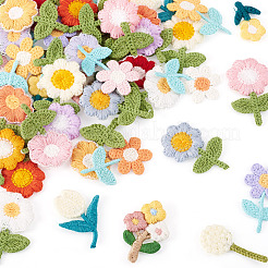 42個 21スタイルの花のコンピューター刺繍布パッチ  マスクと衣装のアクセサリー  ミシンクラフト装飾  ミックスカラー  26~37x15~25x1.5~2mm  2個/スタイル&nbsp;PATC-TA0001-27