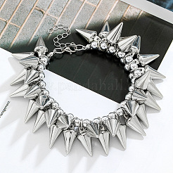 Hip-Hop Punk Goth CCB Plastic Spike Cone Charm Bracelets for Men&nbsp;WG608C0-01