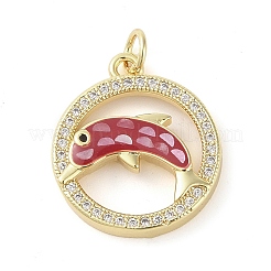 Brass Micro Pave Clear Cubic Zirconia Pendants&nbsp;KK-Q813-05G