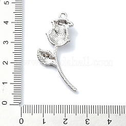 ラックメッキ合金、ブラックラインストーンペンダント付き  ローズ  プラチナ  38x20x5mm  穴：1.6mm&nbsp;FIND-Z051-01P-02