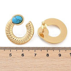304 Stainless Steel Synthetic Turquoise Stud Earrings for Women&nbsp;EJEW-U046-14G