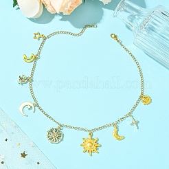 Star Moon Sun 304 Stainless Steel Cable Chain Necklaces&nbsp;NJEW-FS00008