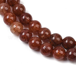 天然石ストロベリークォーツビーズ連売り  ラウンド  8mm  穴：1mm  約50個/連  15.24''（38.7cm）〜15.43''（39.2cm）&nbsp;G-D342-A01-8mm