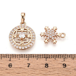 キュービックジルコニアペンダント付き真鍮  混合図形  ゴールドカラー  透明  14.5~20x10.5~15x2.5~8mm  穴：1.4~6x3.5~4mm&nbsp;KK-T072-52G