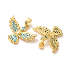 Brass Micro Pave Deep Sky Blue Cubic Zirconia Pendants&nbsp;CU-CBA9AB3-42G