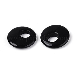 天然石オブシディアンペンダント  フラットラウンドのチャーム  27.5~28.5x6.5~9mm  穴：9.5~10mm&nbsp;G-T144-42D
