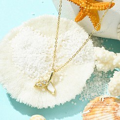Epoxy Resin Mermaid Fish with Cubic Zirconia Pendant Necklace&nbsp;NJEW-TA00109