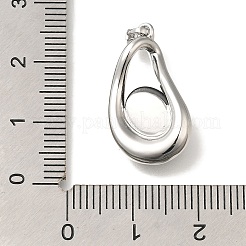 真鍮チャーム  ガラスと  ティアドロップチャーム  丸カン付き  プラチナ  22x13x6mm  穴：4.5x3mm&nbsp;KK-K388-21P