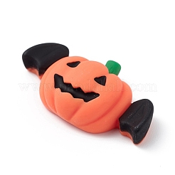 ハロウィンのテーマ不透明樹脂カボション  ジュエリー作りのための  カボチャ模様  18.5x32.5x9.5mm&nbsp;X-RESI-D066-A04