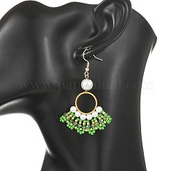 Glass Braided Beads Dangle Earrings&nbsp;EJEW-MZ00747