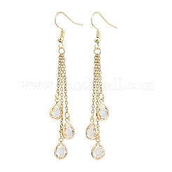 Brass Glass Teardrop Dangle Earrings&nbsp;EJEW-JE06579