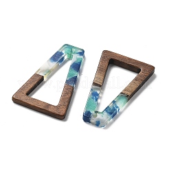 樹脂とクルミのペンダント  台形  ミックスカラー  38x24.5x2.5mm  穴：1.8mm&nbsp;FIND-R051-03A