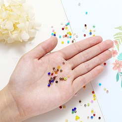 キットを作るDIYブレスレット  ガラスシードビーズ8/0個を含む  鉄と合金のスペーサービーズ  弾性水晶の線  ＆はさみ＆ピンセット＆カニカン  ミックスカラー  シードガラス：3mm  穴：1mm  24色  450個/カラー  10800pc&nbsp;DIY-SZ0001-34