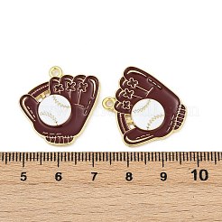 合金エナメルチャーム  スポーツボールチャーム  ゴールドカラー  野球  25x25x2.5mm  穴：1.6mm&nbsp;ENAM-V001-01H-G