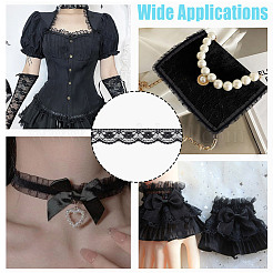25ヤードのナイロンフラワーレースリボン  洋服アクセサリー  ブラック  1-3/8~1-3/4インチ（35~45mm）&nbsp;OCOR-WH0070-180