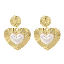Rack Plating Heart Brass Dangle Stud Earrings&nbsp;EJEW-H143-16G