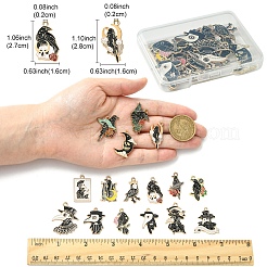 16個16スタイルアロイエナメルペンダント  ペスト医師  ブラック  18~32x15~29x1~2mm  穴：1.5~2mm  1個/スタイル&nbsp;ENAM-YW0004-93