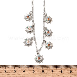Brass Micro Pave Cubic Zirconia Sun Pendant Necklaces&nbsp;NJEW-B157-16P