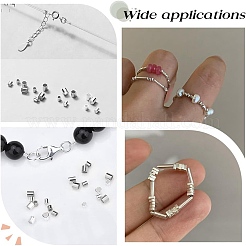 100個、4つのスタイル、925つのスターリングシルバーチューブビーズ  コラム  銀  2x1.2~2.5mm  穴：0.8~1.6mm  25個/スタイル&nbsp;STER-AR0001-06