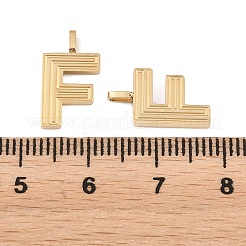 304ステンレススチールチャーム  文字チャーム  ゴールドカラー  文字F  15x9.3x2mm  穴：2.5x1mm&nbsp;STAS-L022-589F