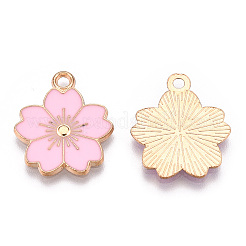 合金エナメルチャーム  さくらの花  ライトゴールド  パールピンク  20.5x17.5x1.5mm  穴：2mm&nbsp;ENAM-S121-115B