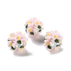 Luminous Polymer Clay Rhinestone Floral Ball Beads&nbsp;CLAY-U002-01E