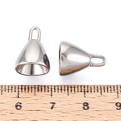 304ステンレススチールコードエンド  エンドキャップ  鐘  ステンレス鋼色  14x11mm  穴：3.5x1.6mm  内径：9mm&nbsp;STAS-N114-40P