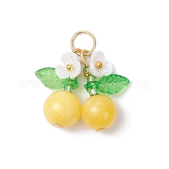 6Pcs 6 Styles Natural Amethyst & Carnelian & Mashan Jade & Malaysia Jade Cherry Pendants&nbsp;PALLOY-MZ00821