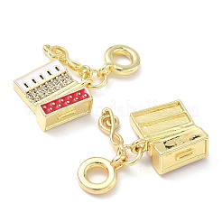 真鍮マイクロパヴェキュービックジルコニアとエナメルペンダント  電子ピアノ  18KGP本金メッキ  レッド  25mm  穴：3.8mm&nbsp;KK-Z134-10G-02