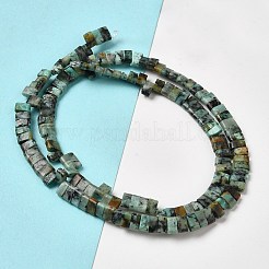 天然アフリカターコイズ (ジャスパー) ビーズ連売り  2穴  長方形  2.5~3x5x2.5mm  穴：0.8mm  約138~140個/連  15.28''~15.31''（38.8~38.9センチメートル）&nbsp;G-Z045-A10-01
