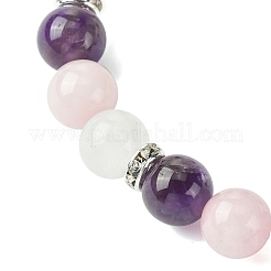 8.5mm Natural Rose Quartz & Quartz Crystal & Amethyst Round Beaded Stretch Bracelets for Women&nbsp;BJEW-JB10737